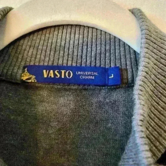 Vintage mens 1/4 zip sweater size L color green and gray Clueless Preppy - Picture 5 of 5